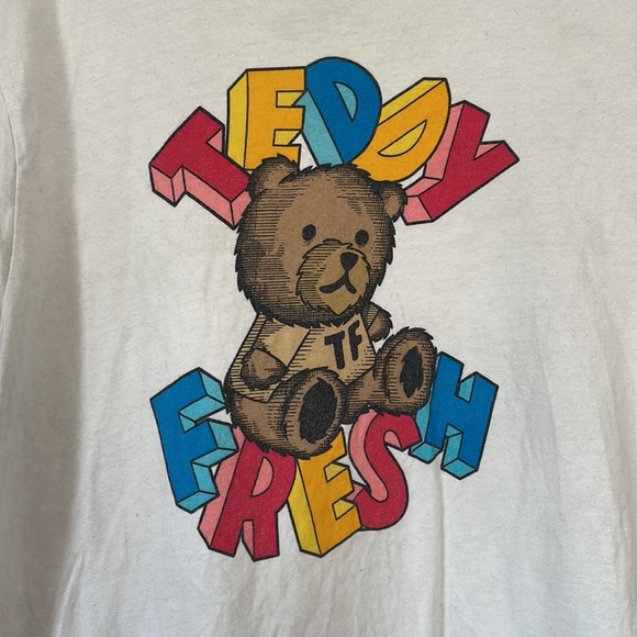 Teddy Fresh merch white crew neck teddy t shirt short sleeve sz S cotton stained - Picture 3 of 16